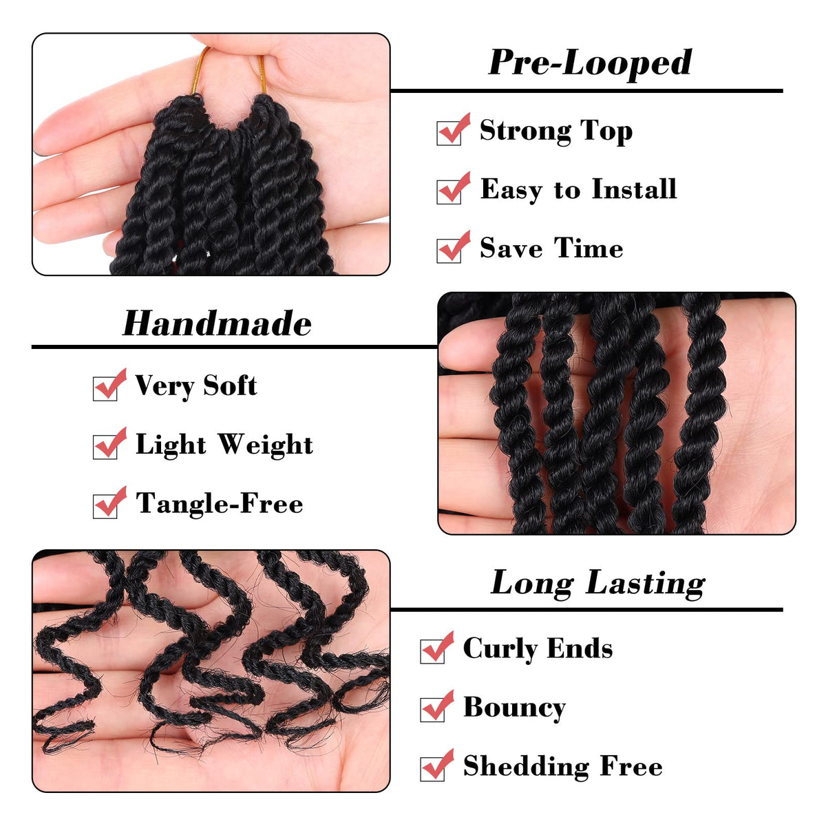 Leeven pre-twisted small Havana twist crochet hair offers texture