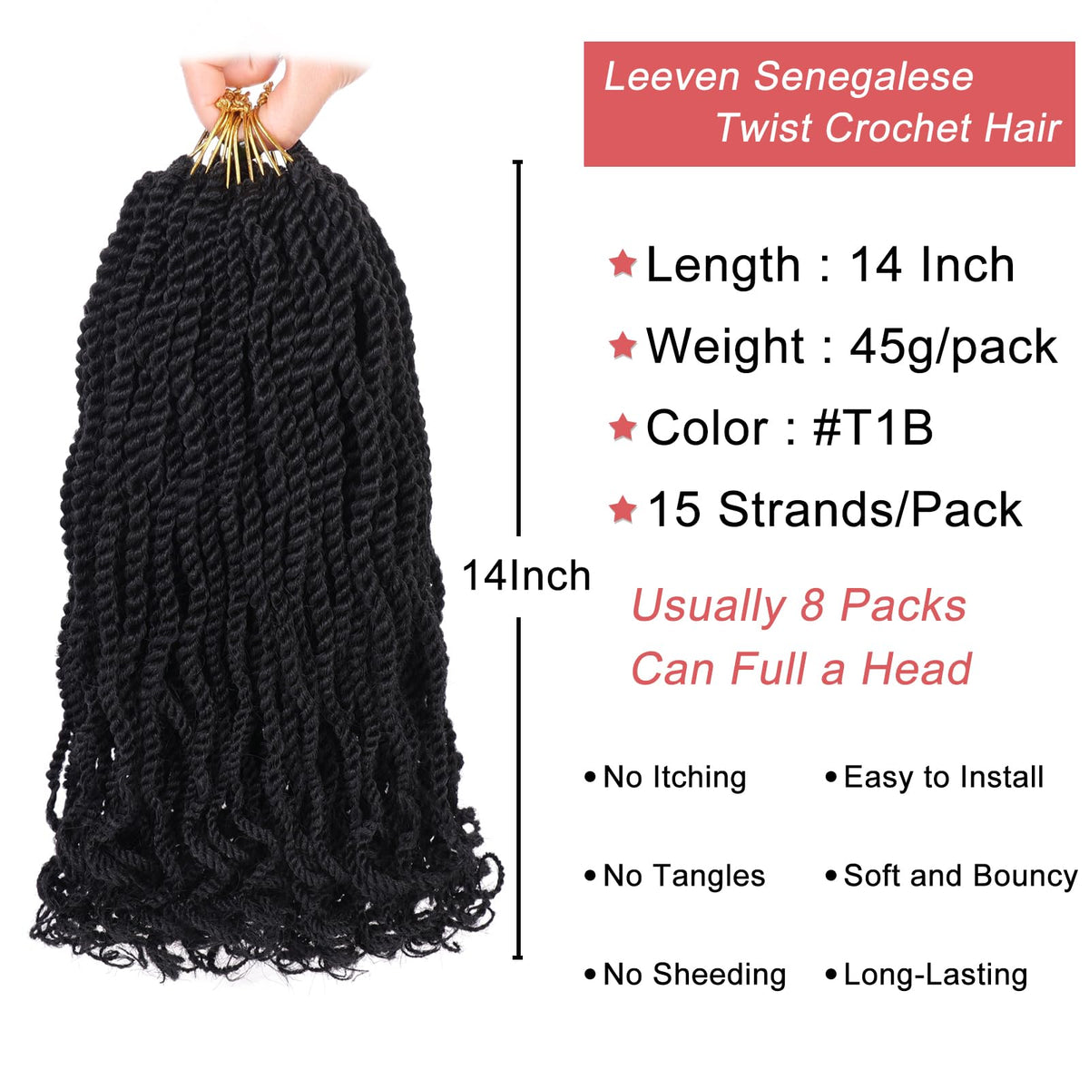 Leeven crochet hair with curly ends showing soft texture and bounce.