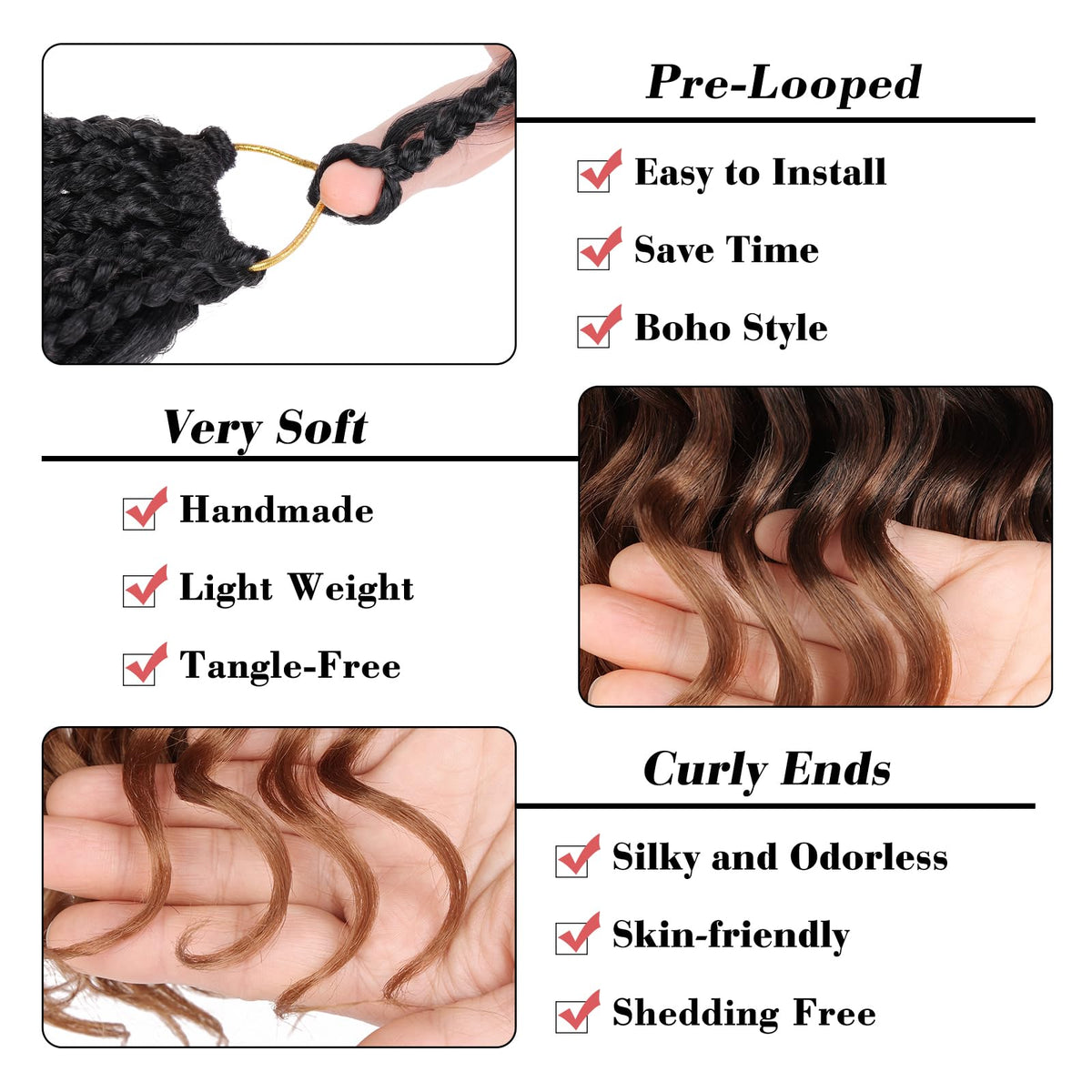 Leeven two-tone crochet hair in 1B/27/613 offers rich depth.
