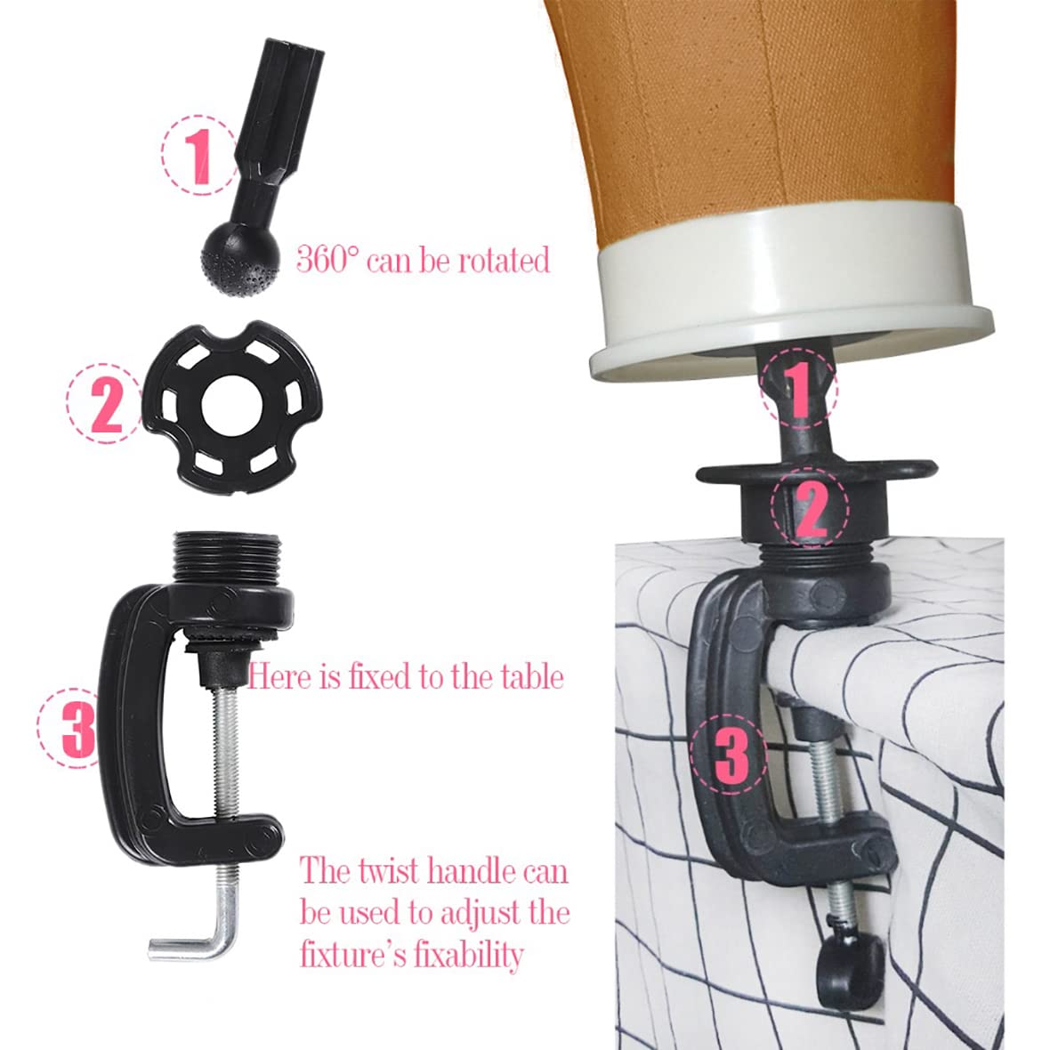 Leeven wig head display setup shows stability for styling