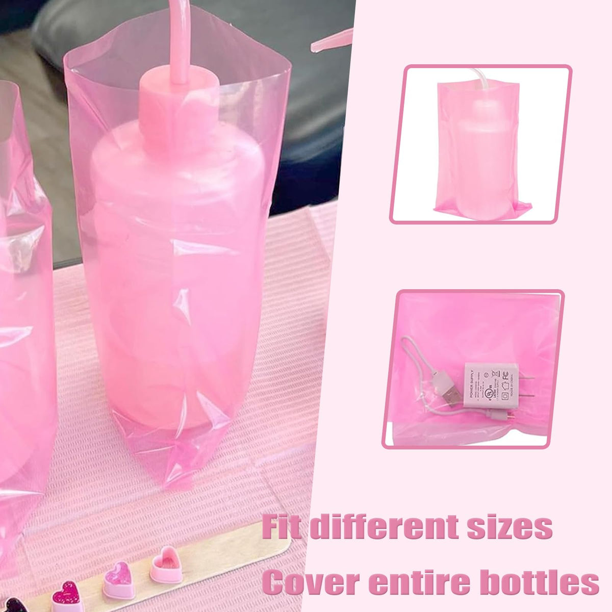 LEEYUKA clear polyethylene material for elastic durable single use bottle covers