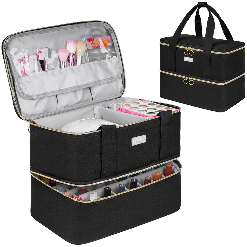 LEFOR·Z nail polish organizer double-layer design stores bottles efficiently.