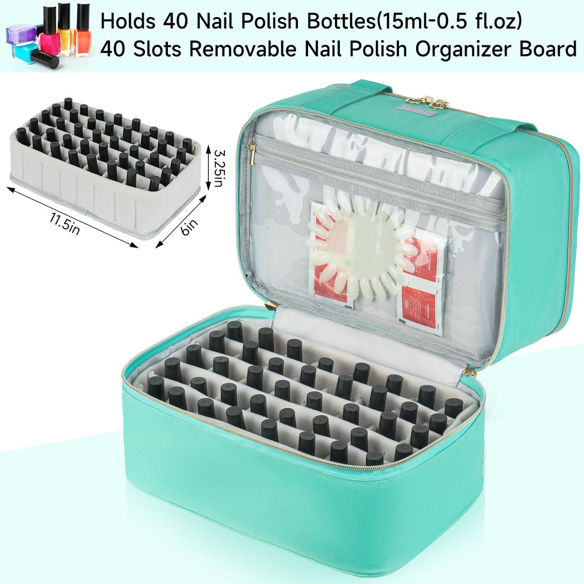 LEFOR·Z bottom layer holds up to 40 bottles of 15 ml polish.