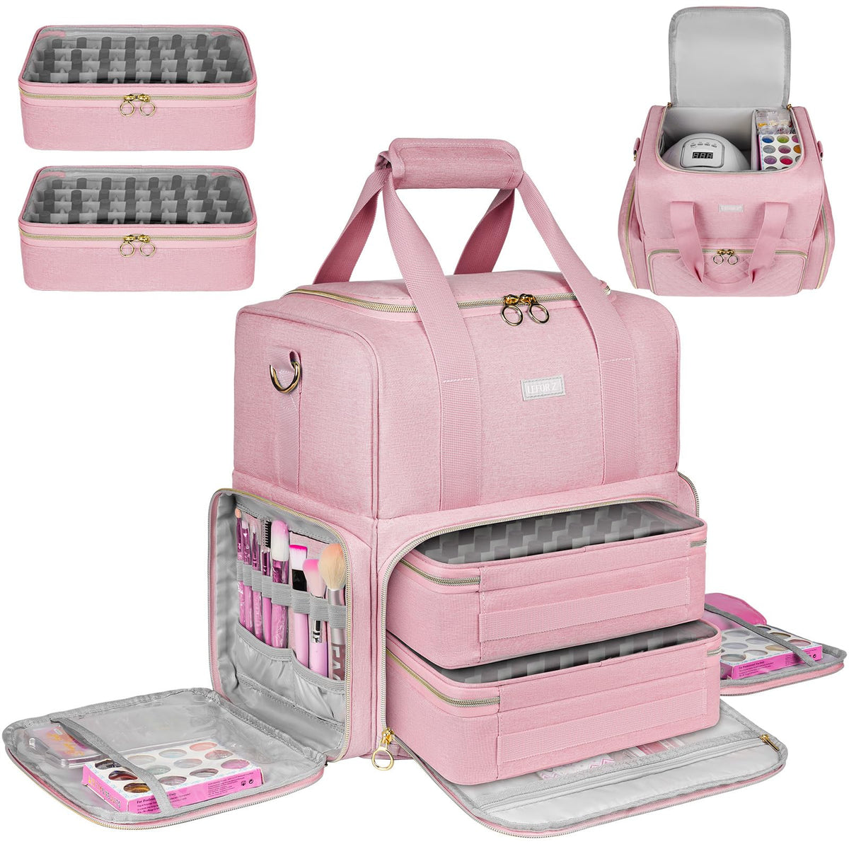 LEFOR·Z nail polish organizer with 80 slots keeps bottles neatly arranged and accessible.