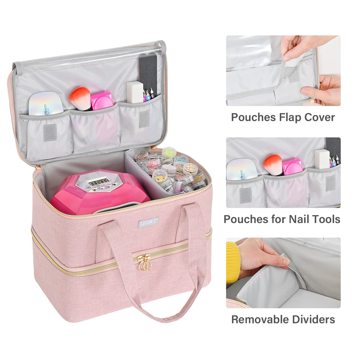 LEFORZ removable divider holds up to 40 15ml bottles for tidy polish storage