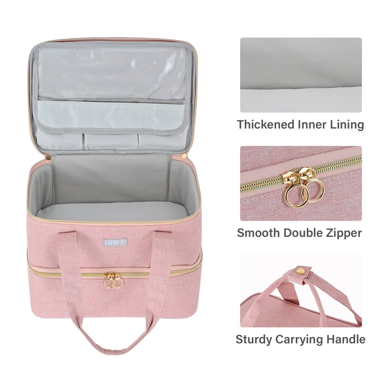 LEFORZ bag transparent top cover prevents brushes from slipping during transport
