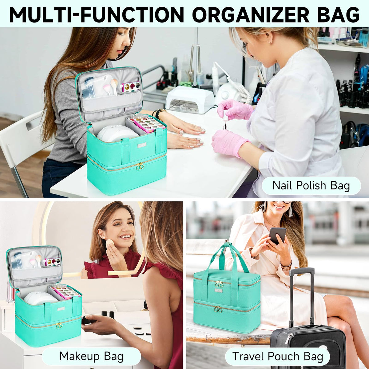 LEFOR·Z mint green case adds stylish organization to home or travel.