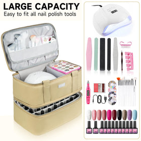 LEFORZ travel-friendly handle and luggage strap simplify manicures on the go.