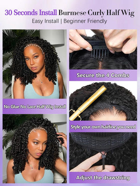 Legendhair Burmese Curly Half Wig 3-in-1 flip-over style for versatile looks