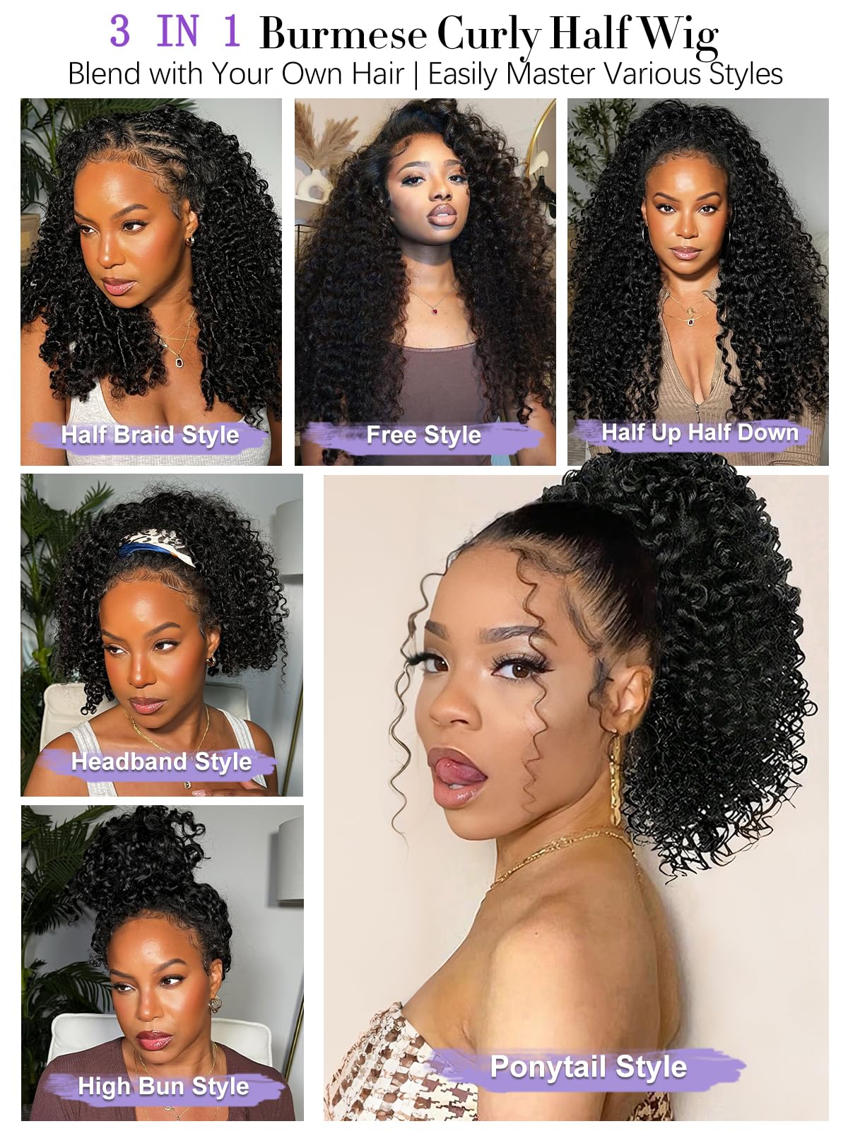 Legendhair Burmese Curly Half Wig glueless drawstring cap detail for quick secure wear