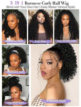 Legendhair Burmese Curly Half Wig glueless drawstring cap detail for quick secure wear