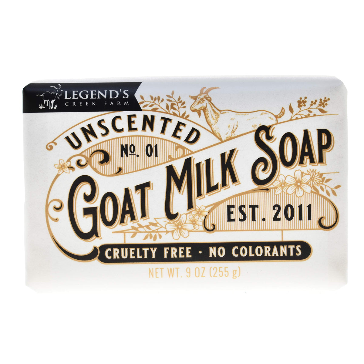 Legend's Creek Goat Milk Soap close-up shows creamy lather for gentle cleansing.