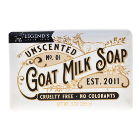 Legend's Creek Goat Milk Soap close-up shows creamy lather for gentle cleansing.