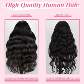 LEHOO pre-plucked baby hair lace front highlights a realistic hairline for easy styling.