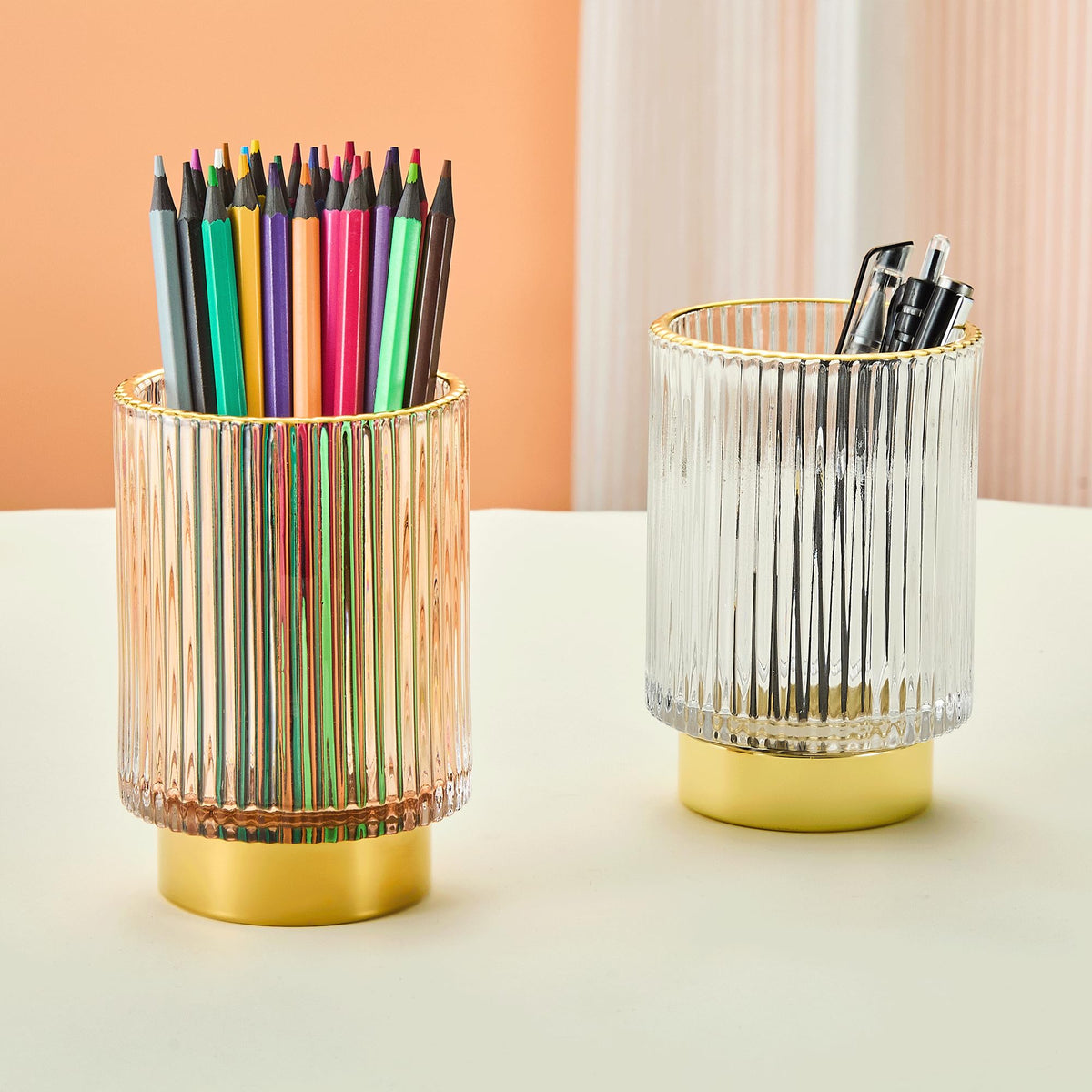 LEICURACE pen and pencil holder integrated into a modern desk setup