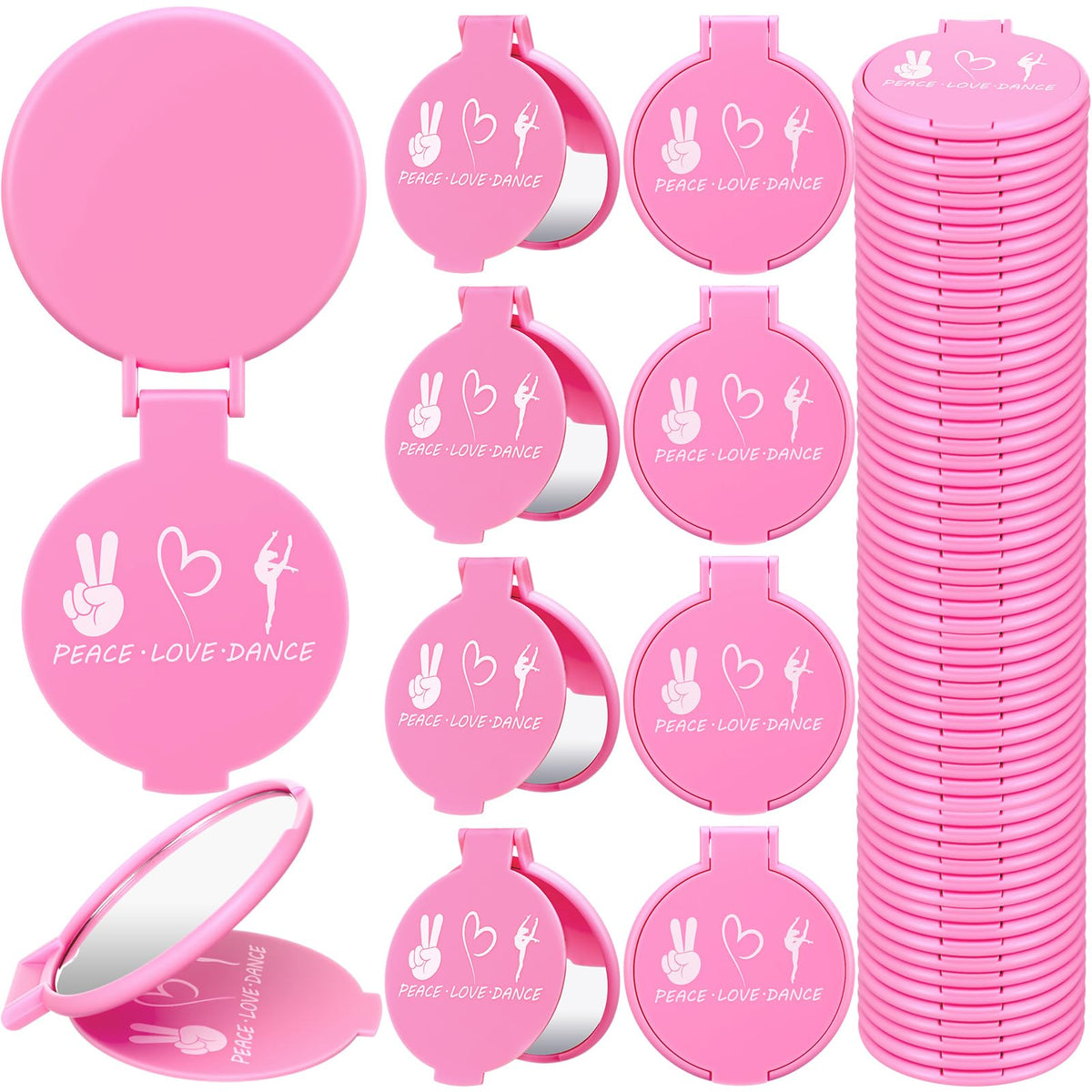 Leinuosen dance mirrors with vibrant pattern for on-the-go touch-ups.