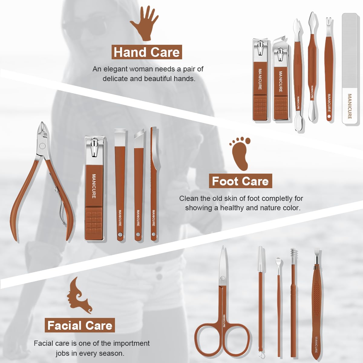Leipple stainless steel tools laid out for precise trimming and grooming routines