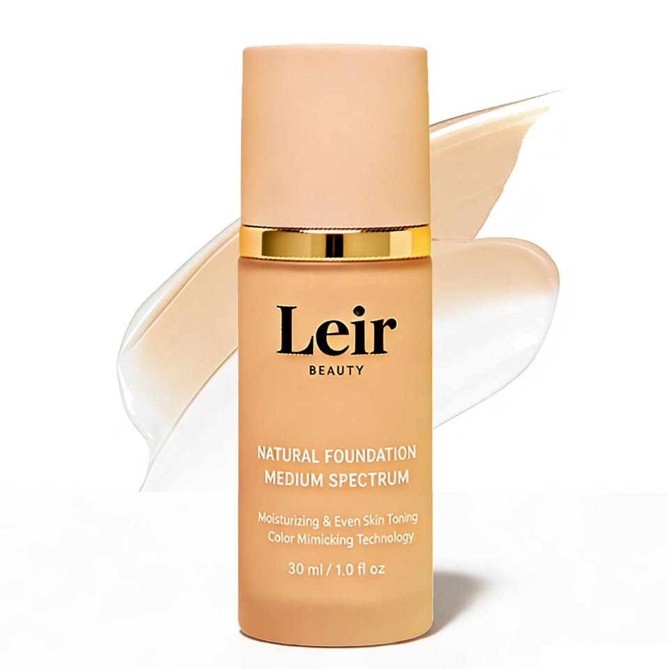 Leir Beauty Foundation bottle showing 4-in-1 SPF 50 design for all day wear