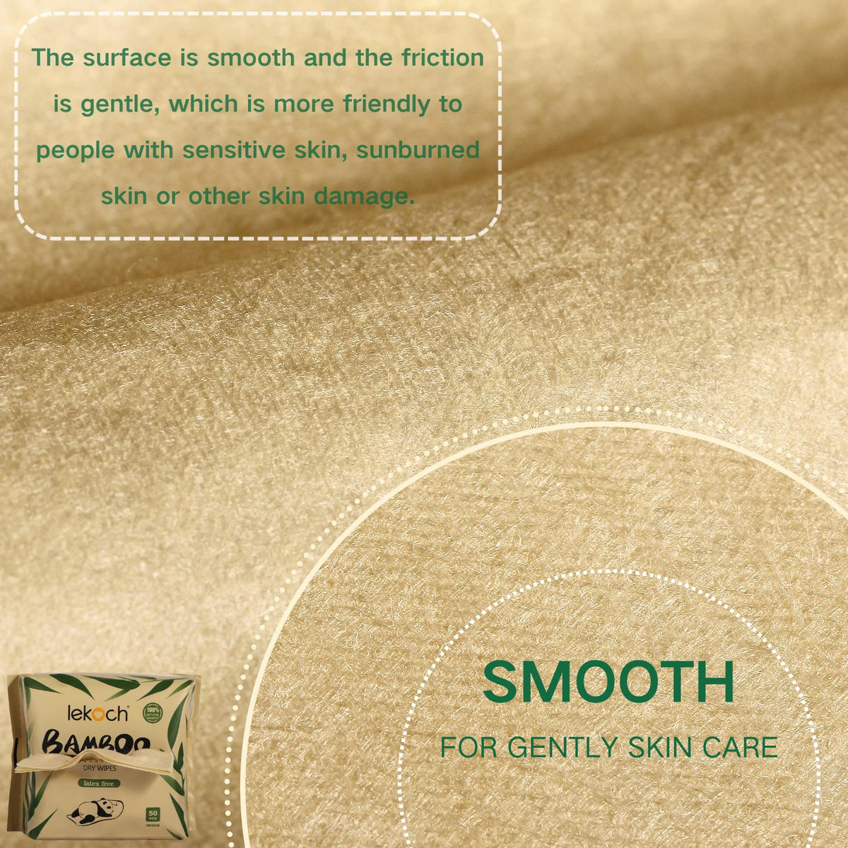 Lekoch Bamboo Dry Wipes for baby care with a soft, hygienic feel