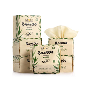 Lekoch Bamboo Dry Wipes front-pack view showing 100% bamboo fibers