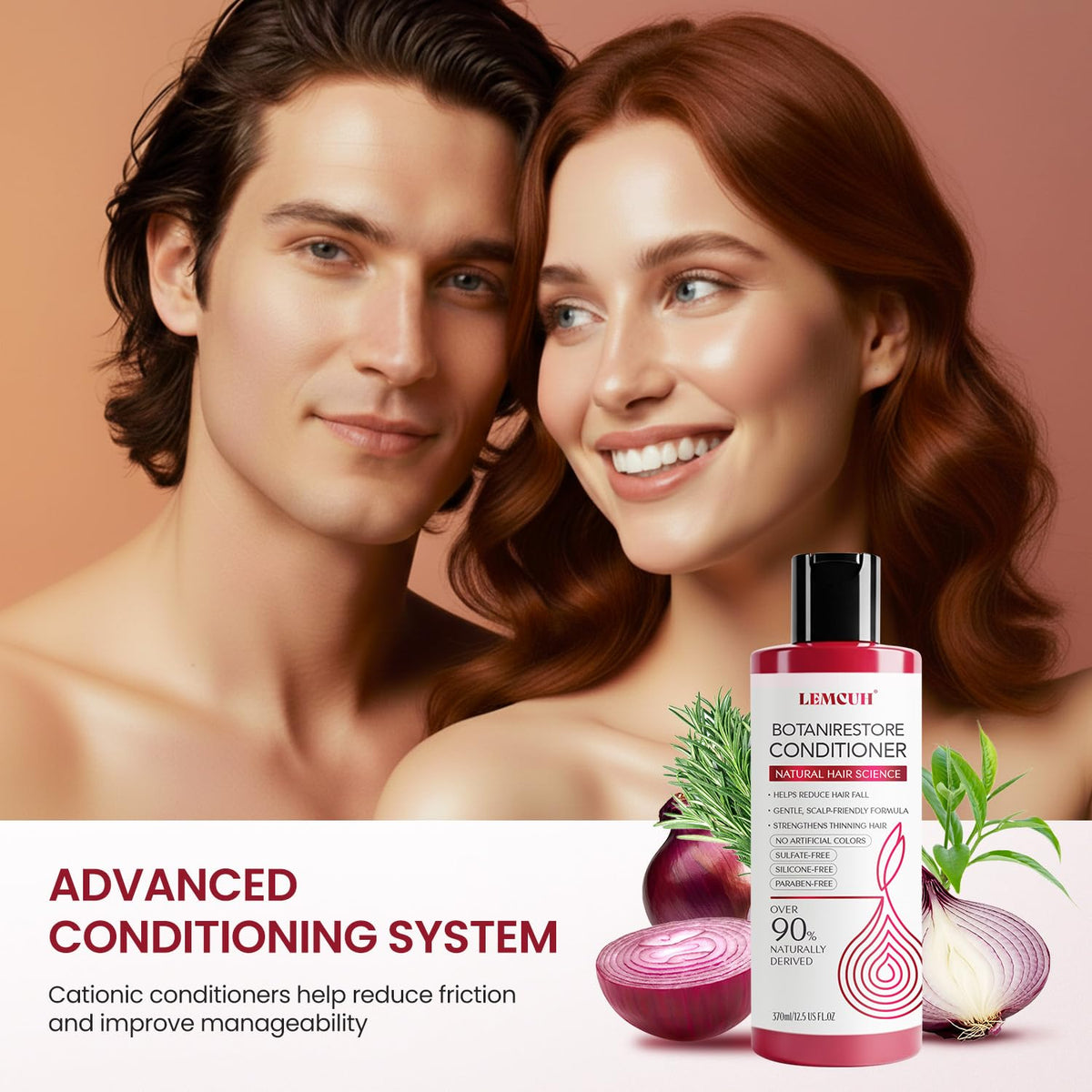Lemcuh daily-use lightweight conditioner on hair demonstrates non-greasy softness and manageability.