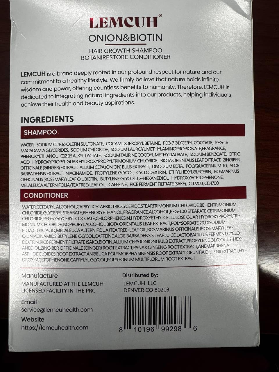 Lemcuh natural ingredients display on packaging highlights safe formulation