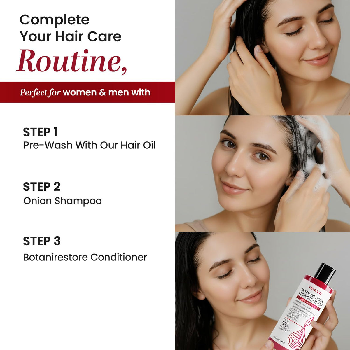 Lemcuh-soft shiny hair after use close-up shows smoother texture and easier combing.