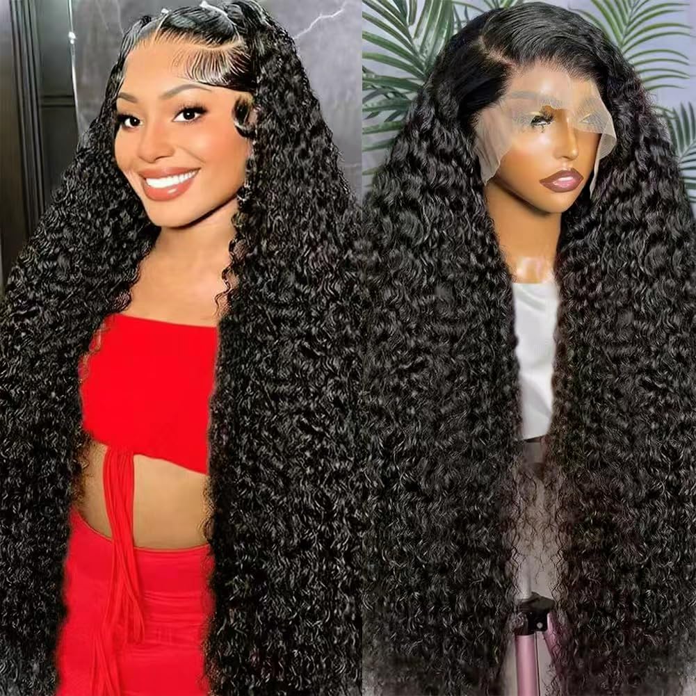 Lemeiily deep wave lace front wig 30 inch with natural movement and fullness
