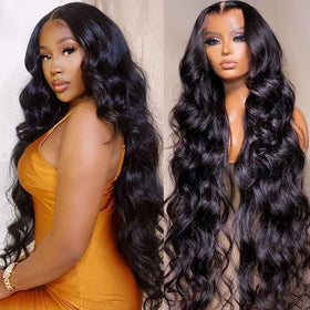 Lemoda 13x6 body wave lace front wig with natural part and full movement
