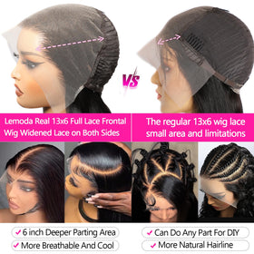 Lemoda 200 density straight wig for fuller, natural-looking style.