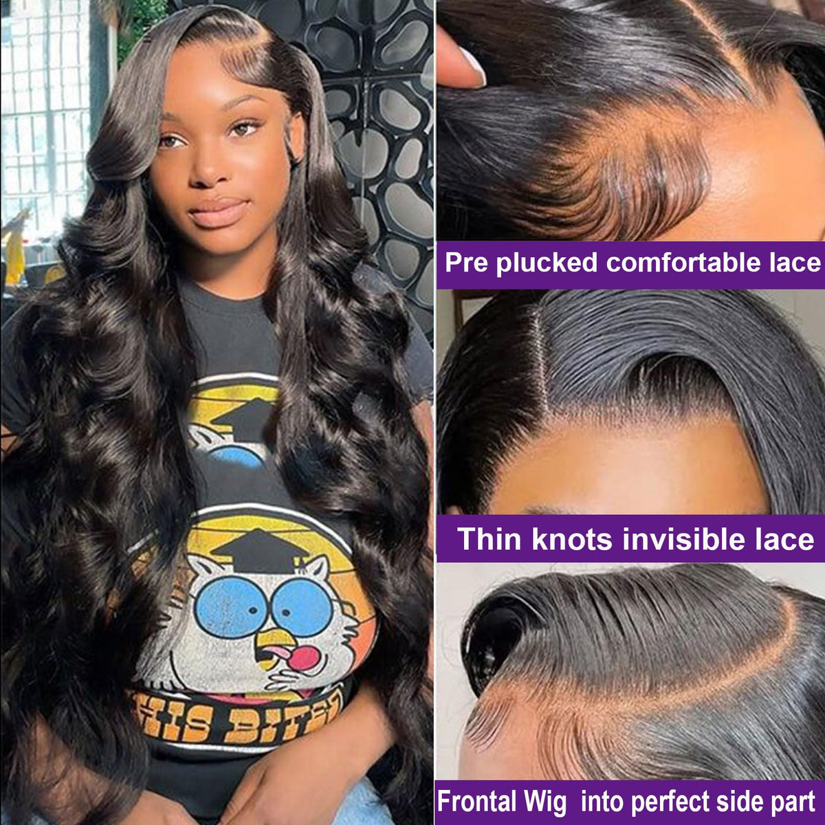 Lemoda 24inch natural black hair wig ready for styling