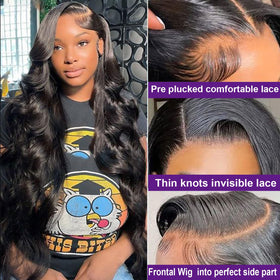 Lemoda 24inch natural black hair wig ready for styling