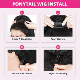 Adjustable straps and four combs secure fit on Lemoda Burmese wig.