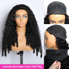 Invisible hairline for natural-looking part with Burmese curls in Lemoda wig.