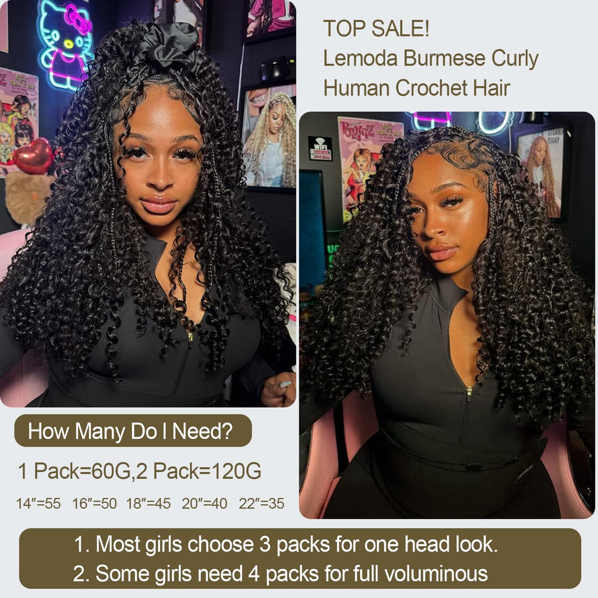 Soft Burmese curly texture with natural bounce.