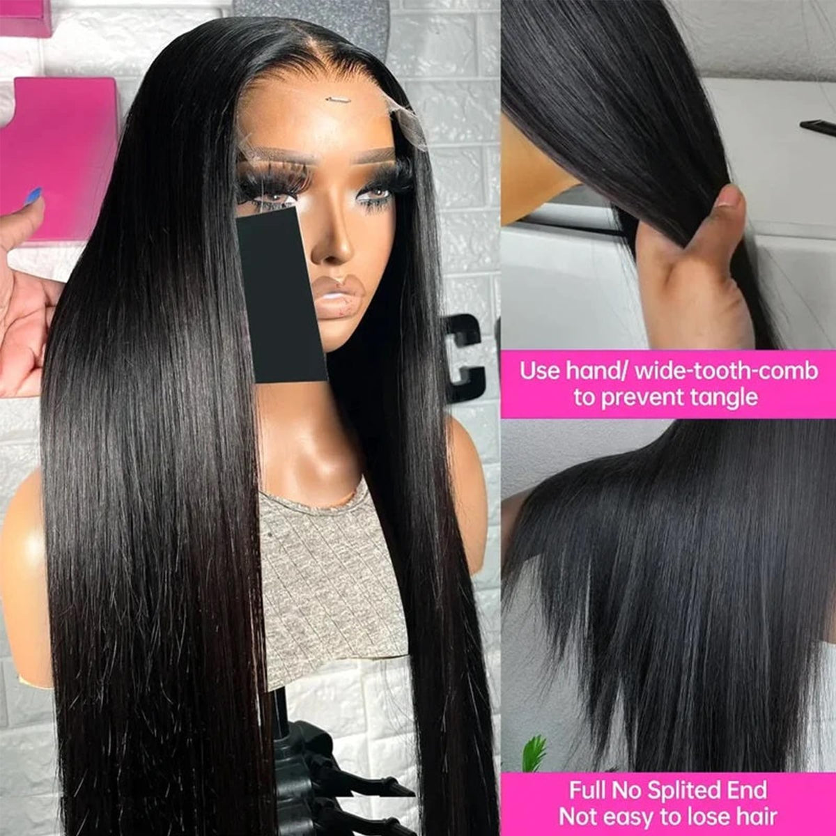 Lemoda straight virgin hair wig with 180 density for full-looking thickness