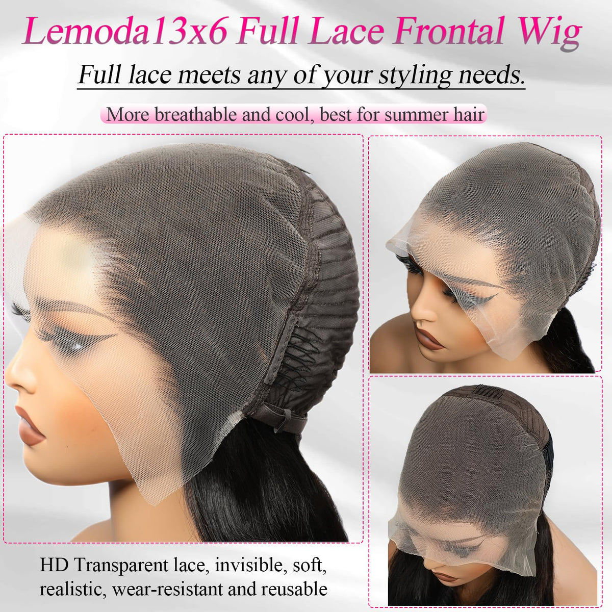 Lemoda virgin Brazilian hair 13x6 lace wig offers silky texture and versatile parting.