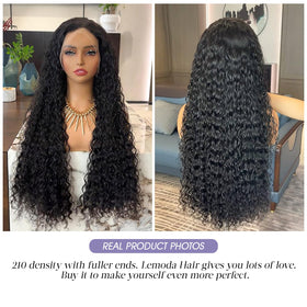 Lemoda water wave lace front pre-plucked hairline for natural appearance.