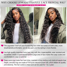 Lemoda wet and wave deep curls wig for voluminous, lasting curls