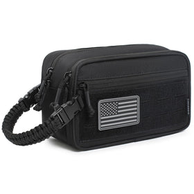 Lemubeane tactical toiletry bag front zip compartment keeps small items organized.