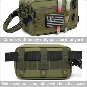 lemubeane tactical toiletry bag od green back view with molle strap attachment