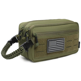 lemubeane tactical toiletry bag od green front view showing compact organization for travel