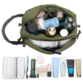 lemubeane tactical toiletry bag od green molle compatibility for belt or backpack