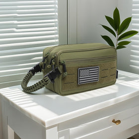 lemubeane-tactical-toiletry-bag-od-green-wet-dry compartments for organization