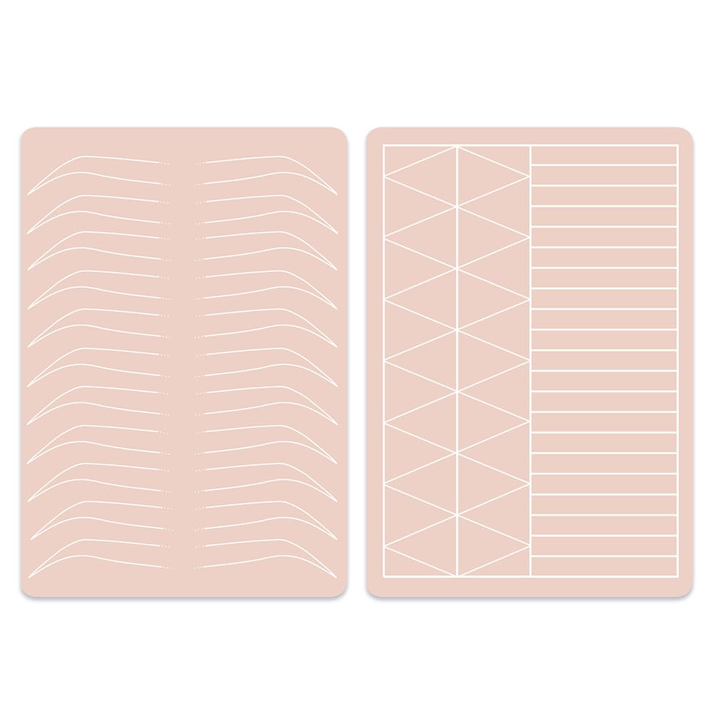 LENCHARM double-sided silicone practice skin, front view designed for versatile brow practice.