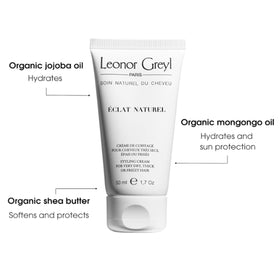 Close-up of Leonor Greyl Éclat Naturel styling cream texture for versatile hold and definition.