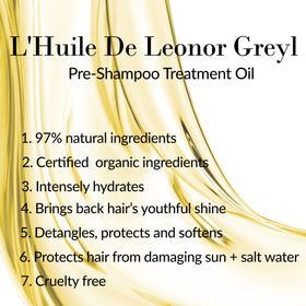 Leonor Greyl L'Huile Pre-Shampoo oil pour shows easy dry-length application.