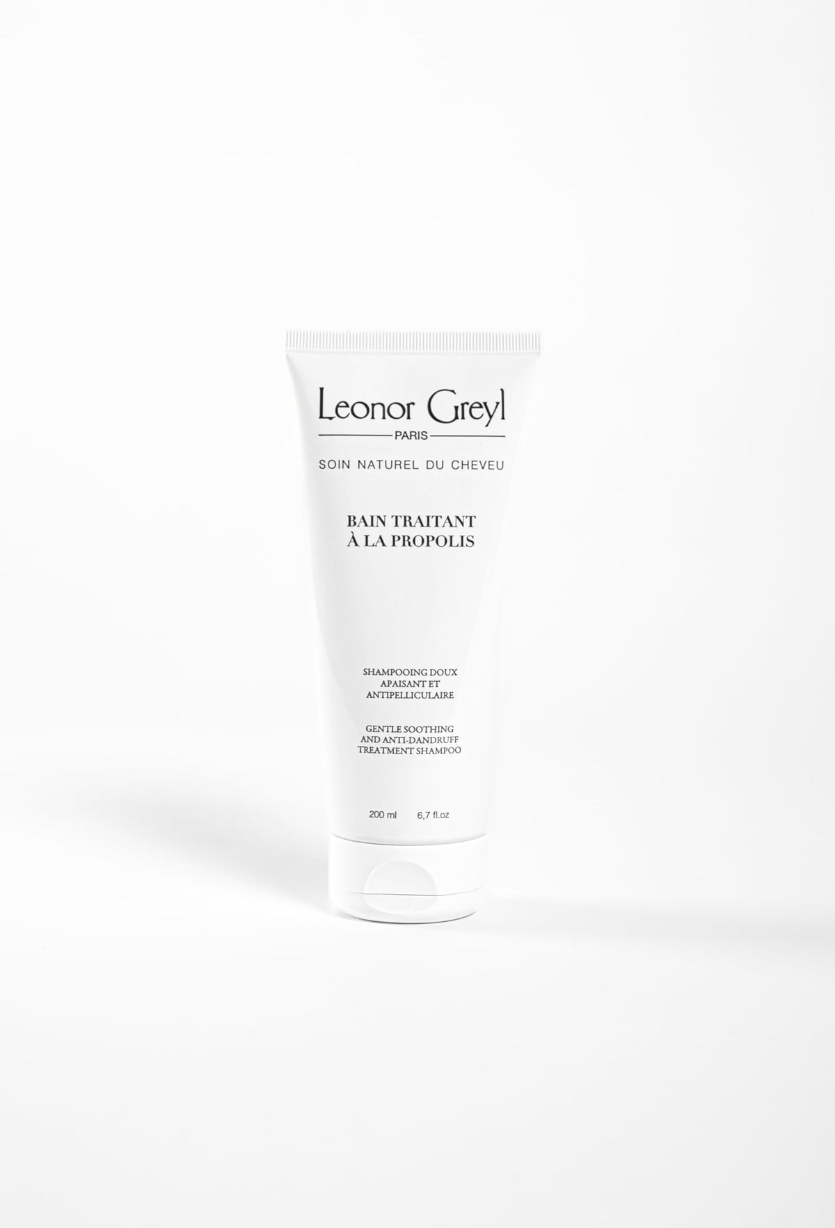 Leonor Greyl made-in-France bottle on shelf; premium French formulation for natural dandruff care