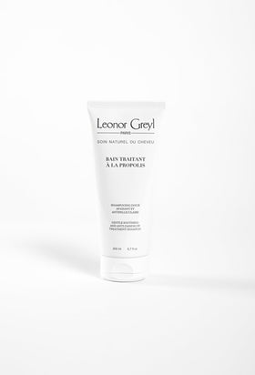 Leonor Greyl made-in-France bottle on shelf; premium French formulation for natural dandruff care