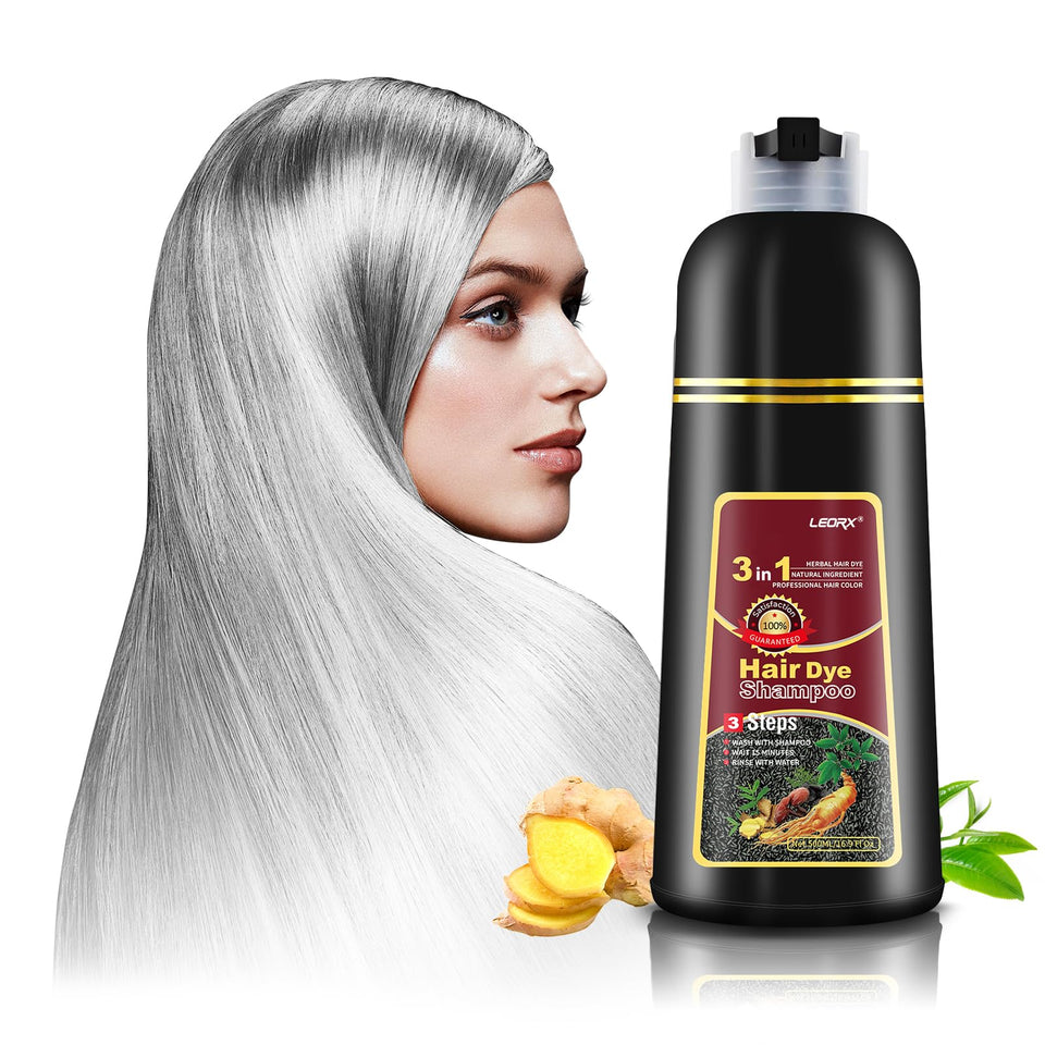 Leorx Hair Dye Shampoo color glow shows vibrant home color result.